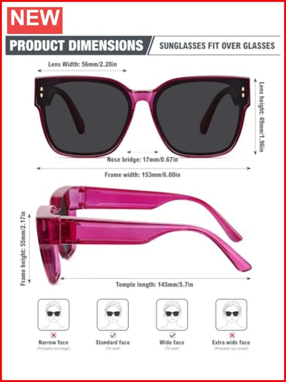 Oversized Fit Over Glasses Polarized Sunglasses Women Lightweight TR90 Driving